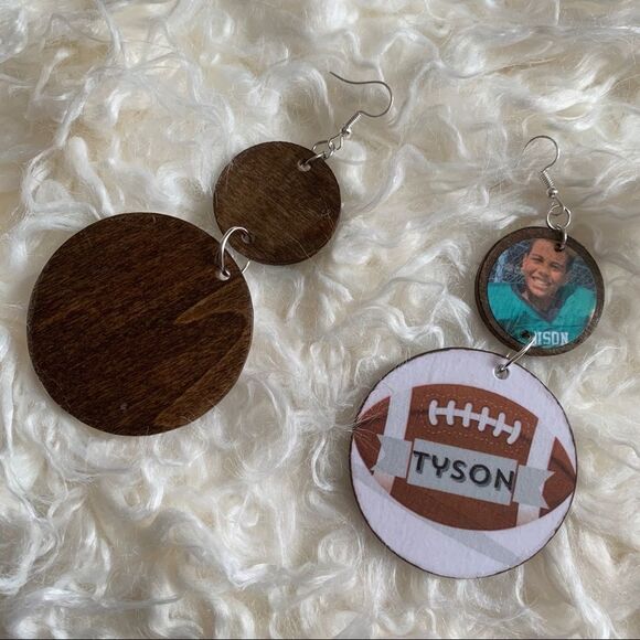 Custom Sport Wood Handmade Earrings - Picture 3 of 7